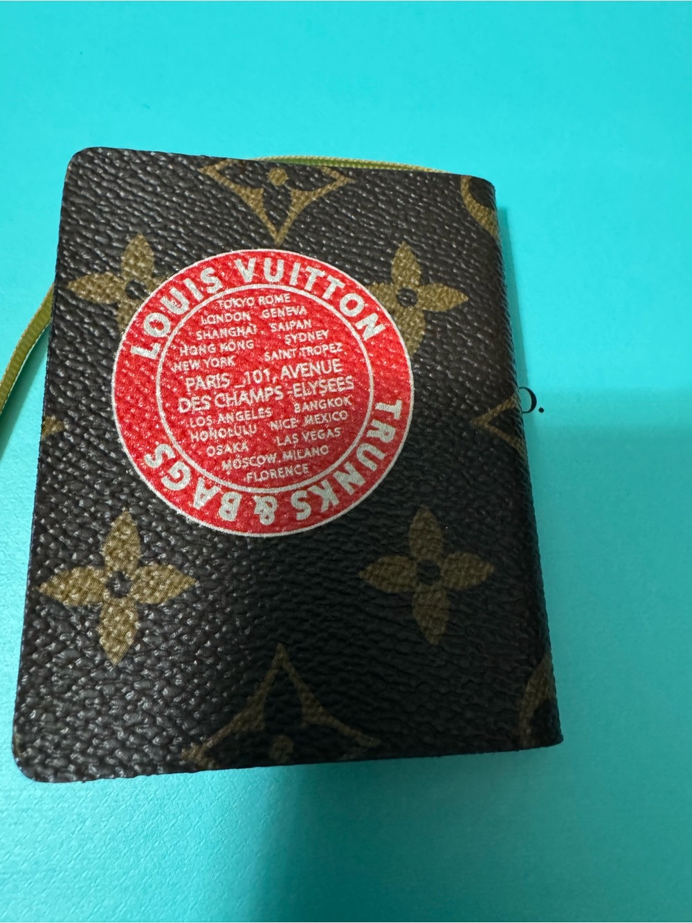 Louis Vuitton Brown Monogram Passport Cover with Blue-Cream Statue Motif - Picture 3 of 11